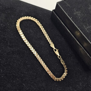 10K Yellow Gold Box Link Bracelet 7.25” Italy 2.44g Classic Geometric Link